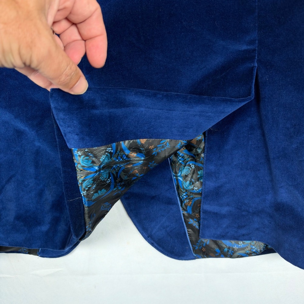 Tallia Mens Royal Blue Velvet Blazer Sport Coat 42L 2-Button Dinner Jacket (44L) - Picture 7 of 11